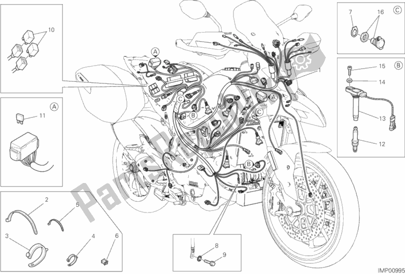 All parts for the Wiring Harness of the Ducati Hypermotard Hyperstrada 939 Thailand 2016